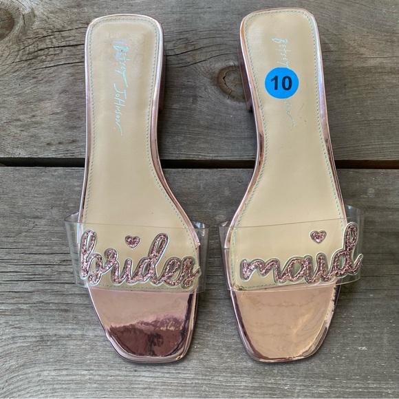 Betsey Johnson Shoes - NEW Betsey Johnson Metallic Pink Brides Maid Sequined Slide Sandals